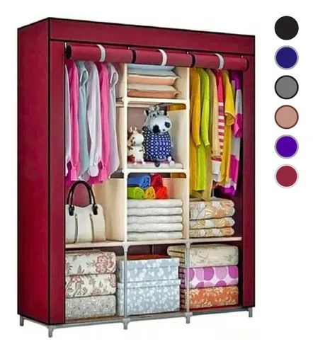 CLOSETMAX clóset armable de 3 cuerpos con cierre, 130x45x175 cm, estructura de aluminio y tela resistente al agua